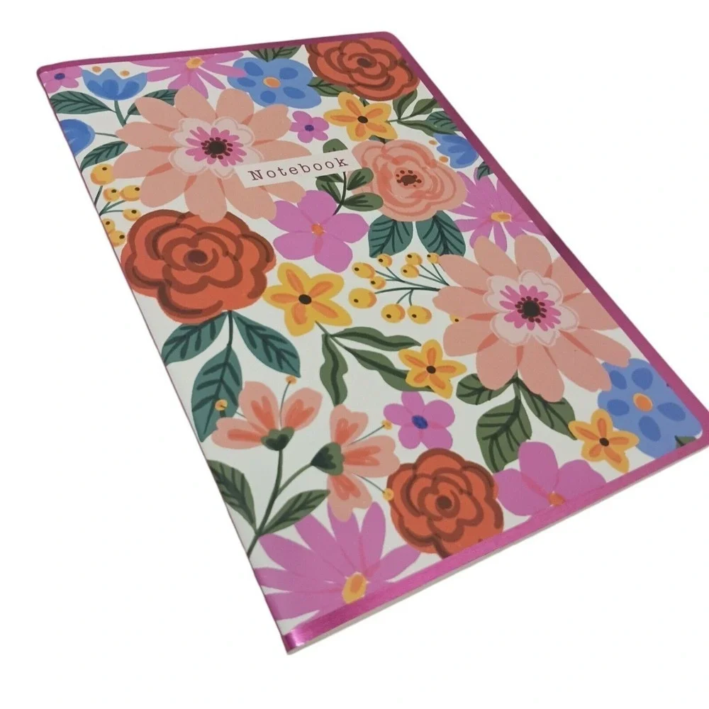 Tropical Notebook Journal Bright FLORAL Lined Soft Cover Cottagecore Stationary